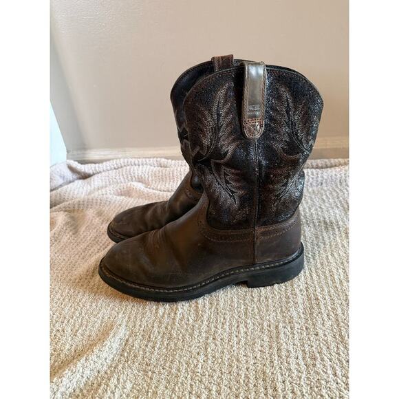 Ariat Mens Sahara Work Boots EH Bc Brown Black Roper size 8.5D